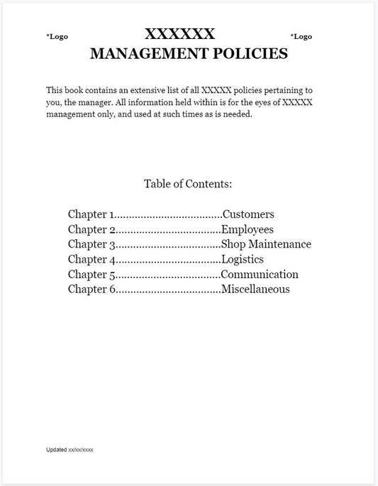 Management Policy Handbook Template